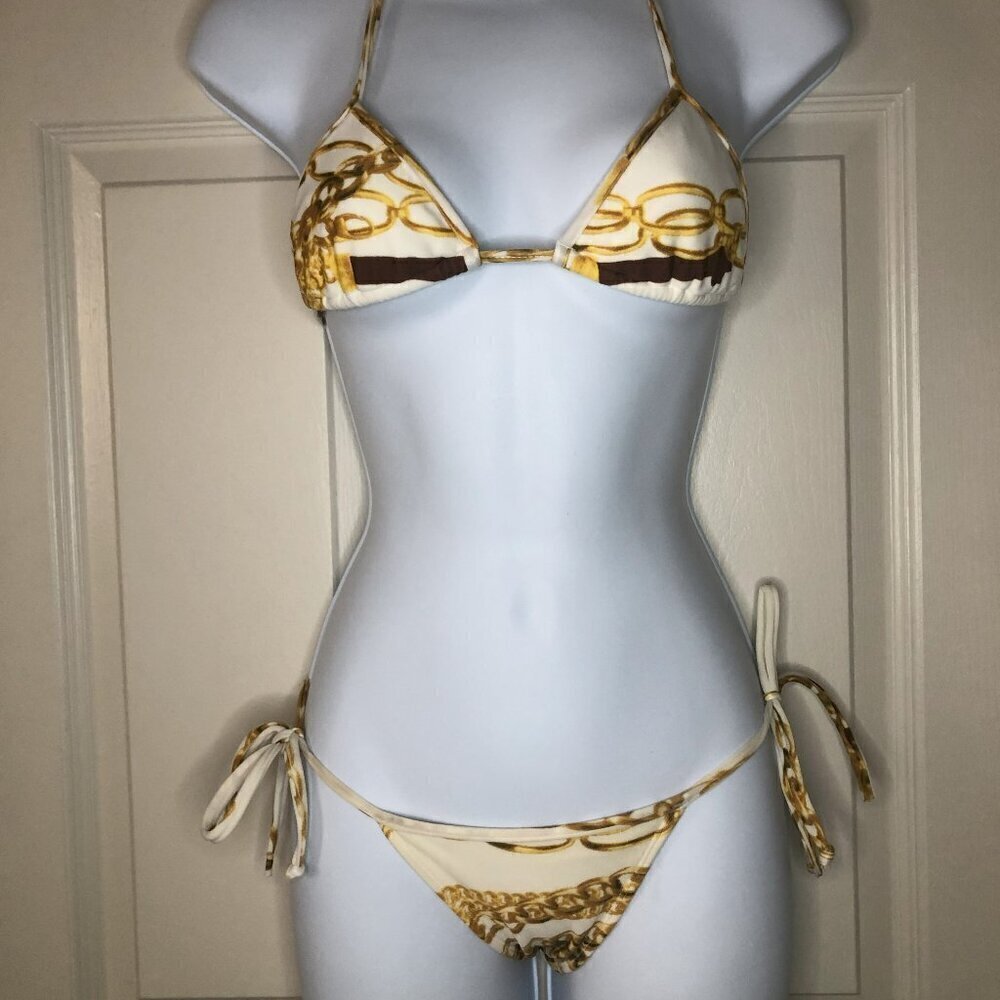 Rio de Sol Cream Gold Chain Brazilian Bikini XS